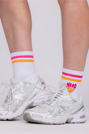 Quarter Socks -  Orange/ Pink