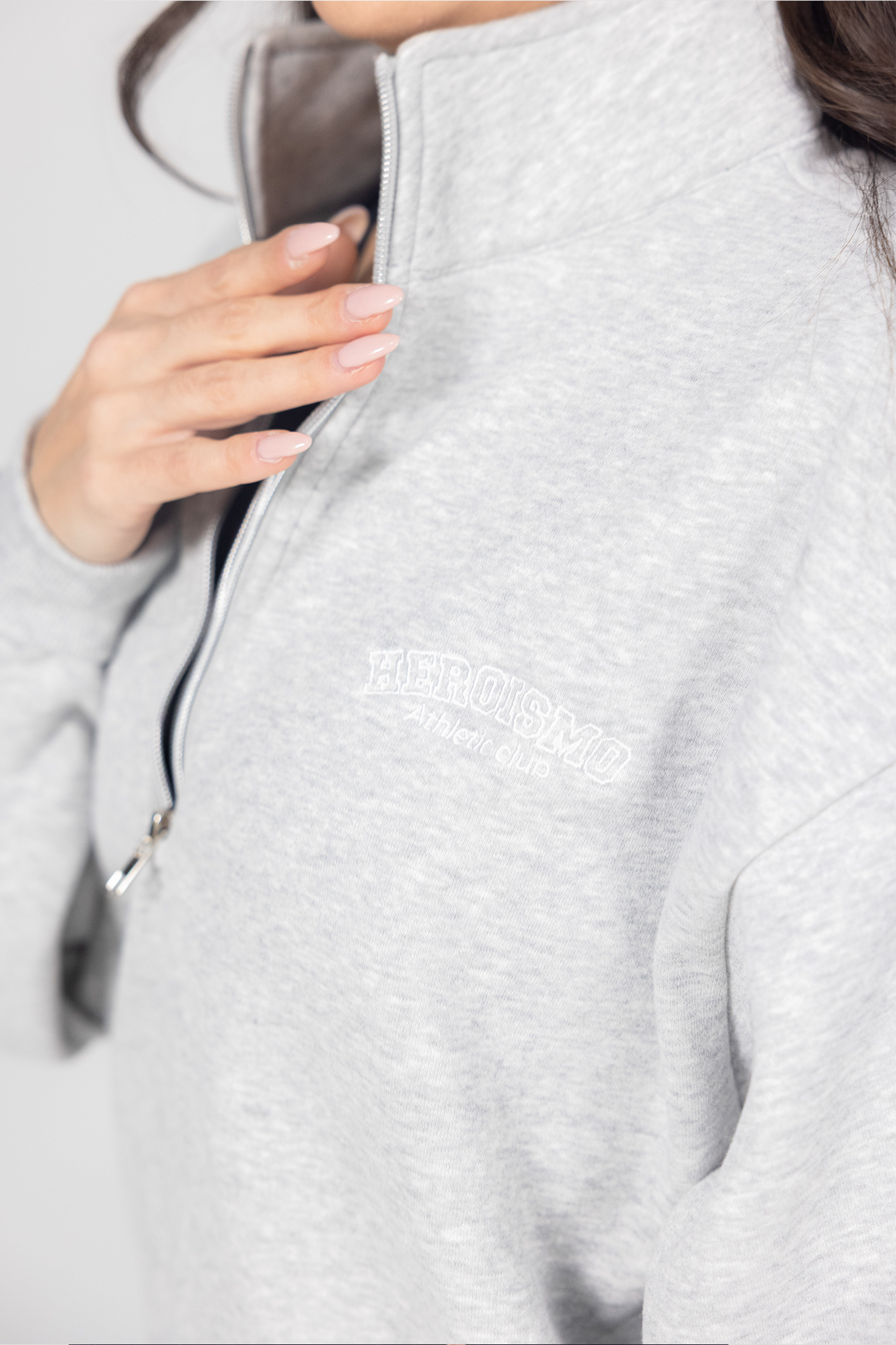 Julia Zip Sweatshirt - Light Grey