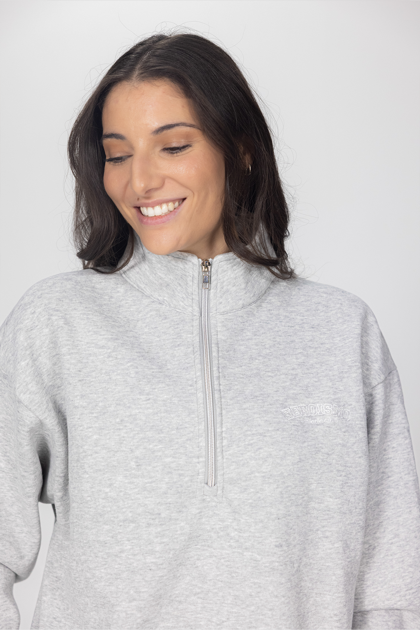 Julia Zip Sweatshirt - Light Grey