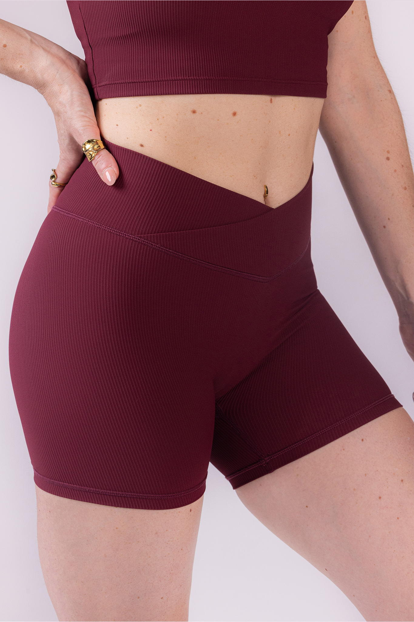 Sophia Ribbed Shorts -  Red Velvet