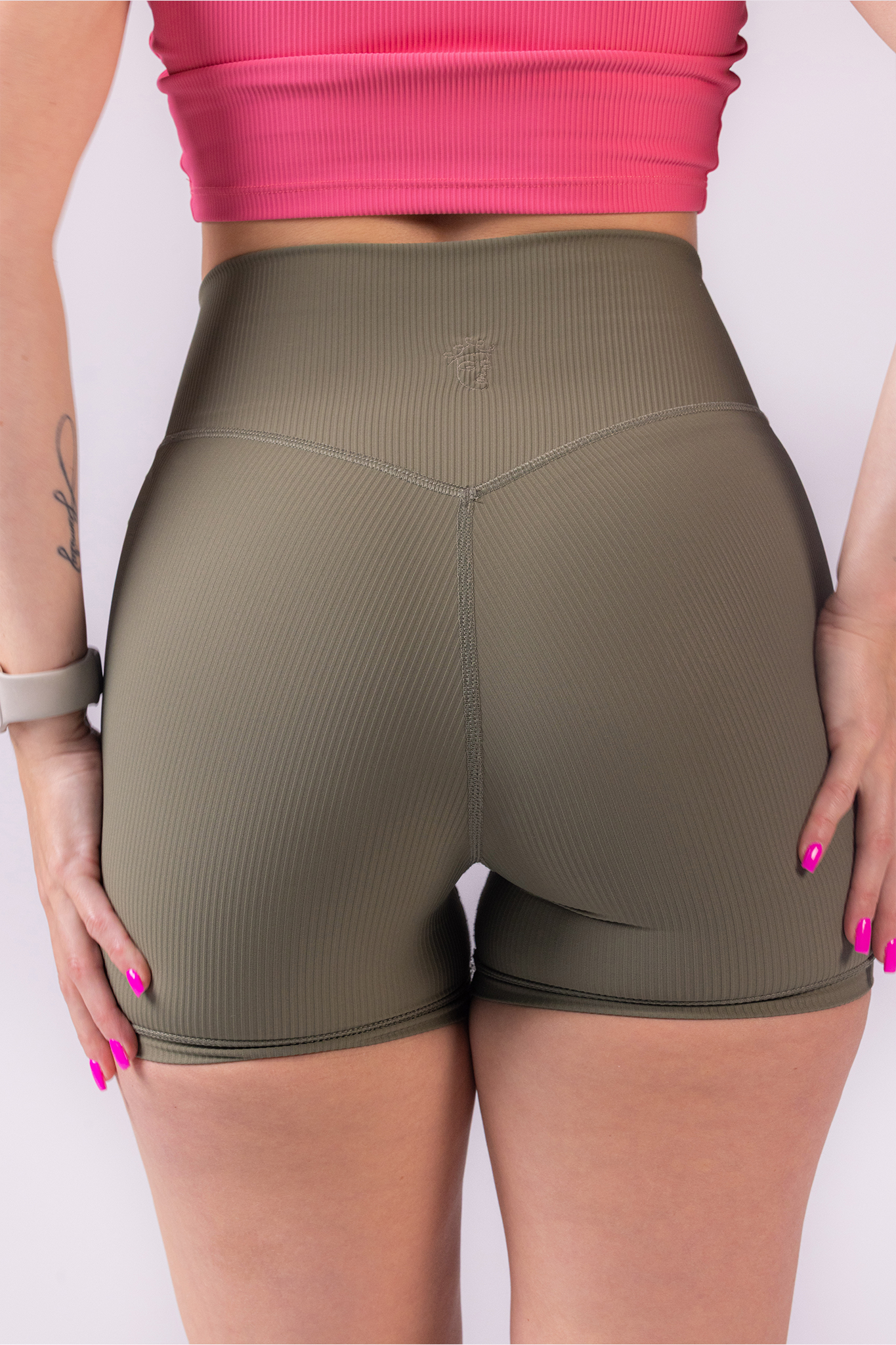 Sophia Ribbed Shorts -  Army Green