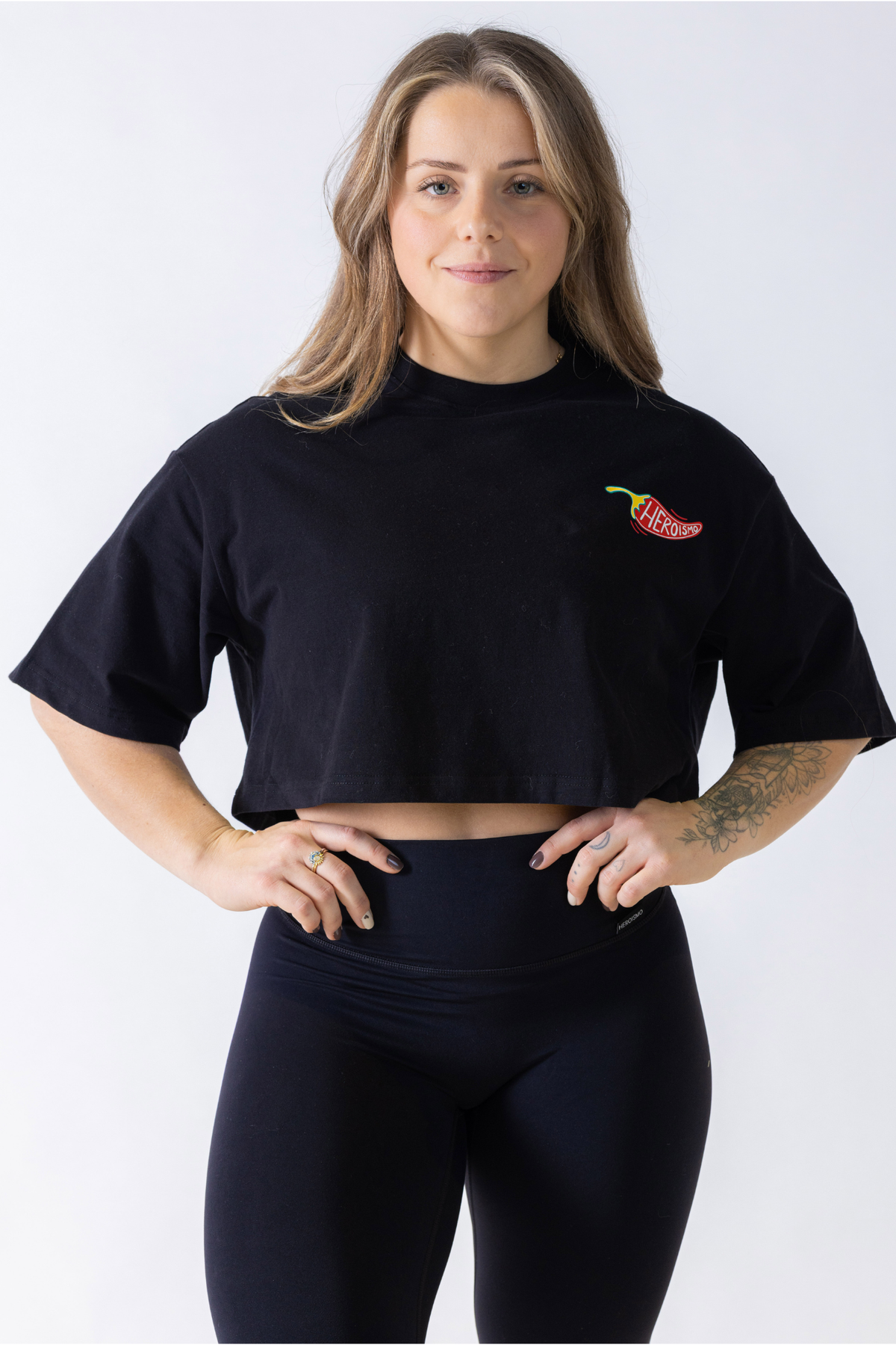 Justine cropped t-shirt for women with sleek heat transfer logo detail