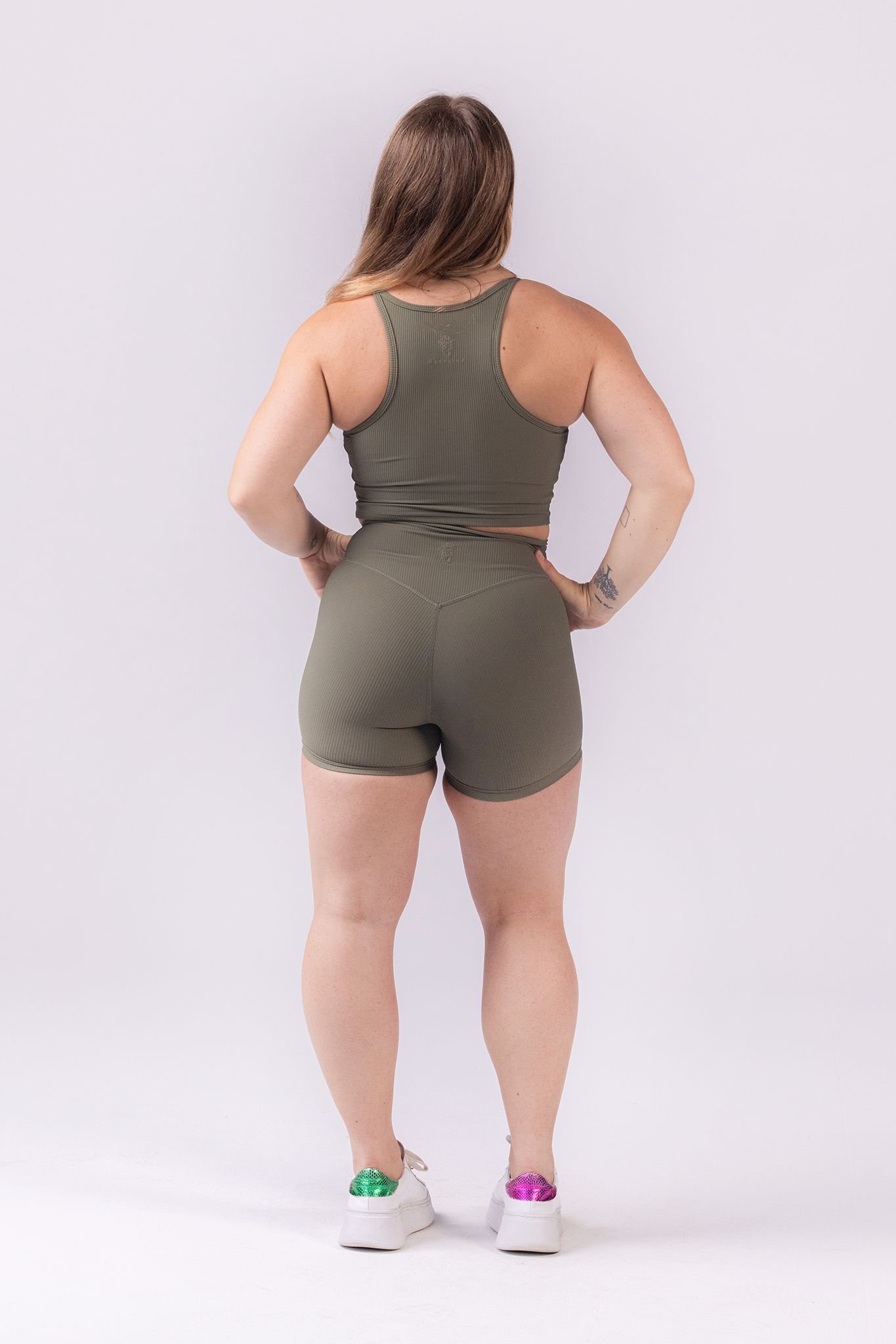 Sophia Ribbed Shorts -  Army Green